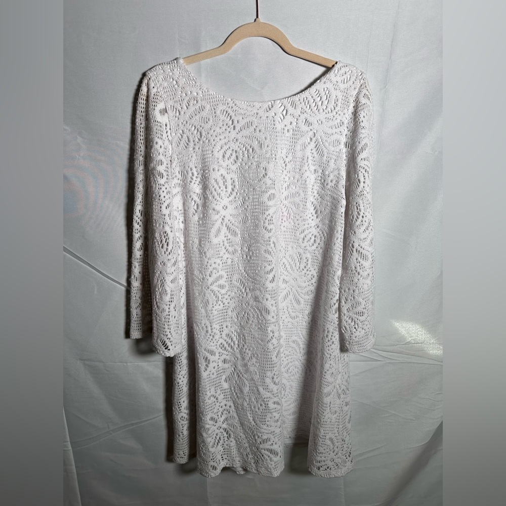 Lilly Pulitzer Foley Resort White Whirlpool Knit Lace Swing Tunic Dress